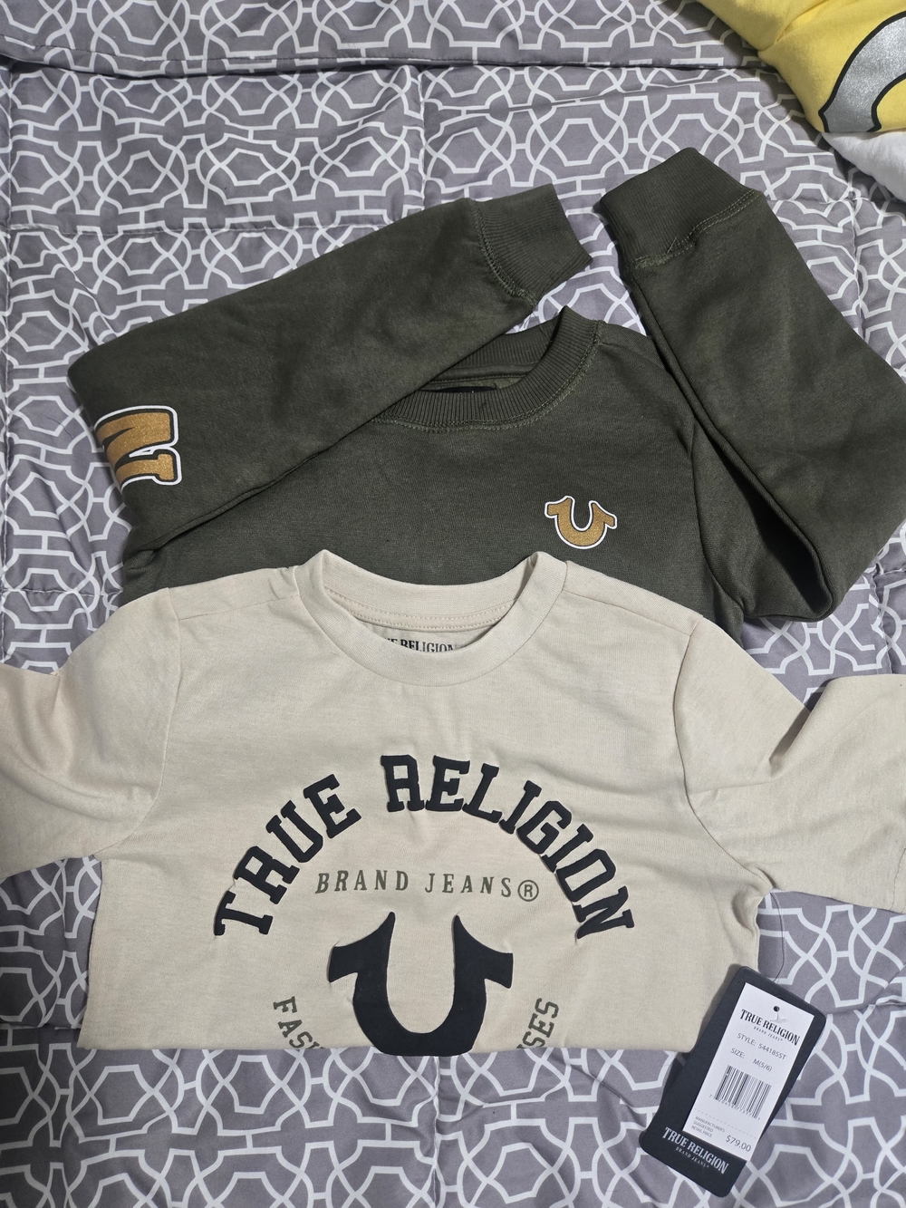 True Religion Sweatshirt Duo - Olive Green & Cream